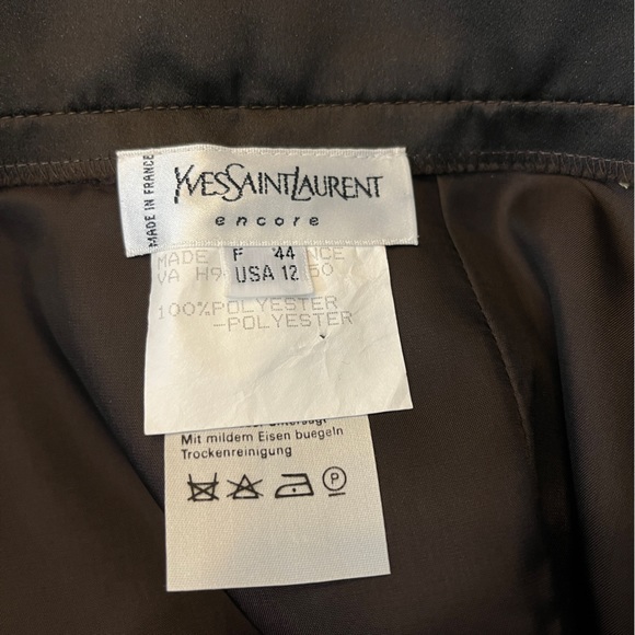 RESERVED Vintage YSL Yves Saint Laurent Encore Skirt Brown Satin Straight Pleats - Picture 5 of 7